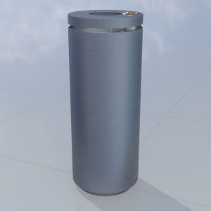 Abfallbehälter aus Metall mit Aschenbecher grau