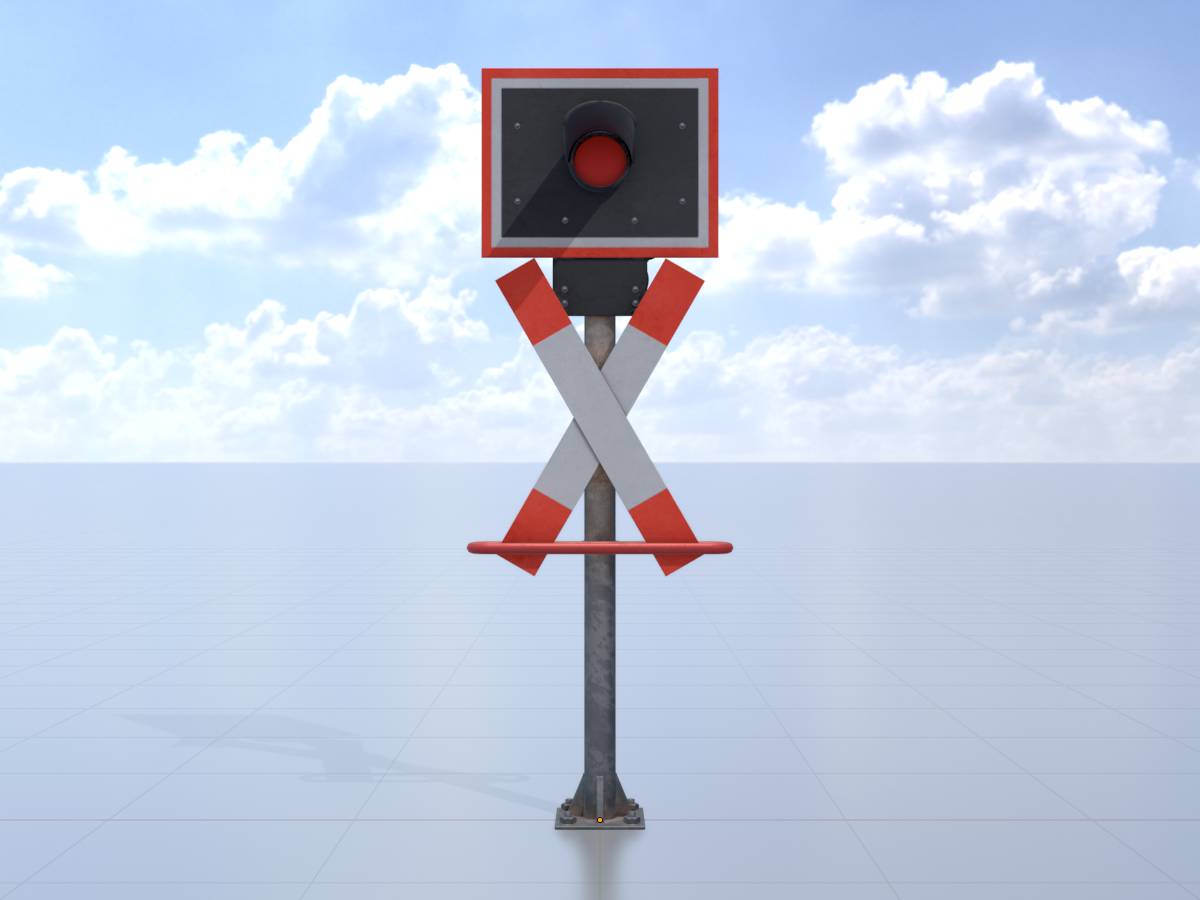 Andreaskreuz mit integriertem Blinklicht Andreaskreuz mit integriertem Blinklicht