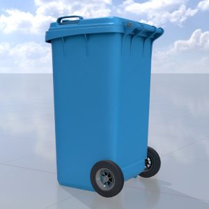 Plastic garbage can blue with wheels 240 liters