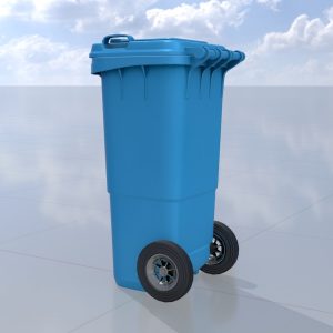 Mülltonne Kunststoff blau mit Rädern 60 Liter