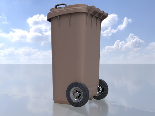 Mülltonne Kunststoff braun mit Rädern 120 Liter
