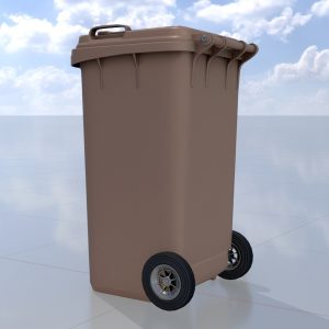 Plastic garbage can brown with wheels 240 liters