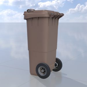 Mülltonne Kunststoff braun mit Rädern 60 Liter