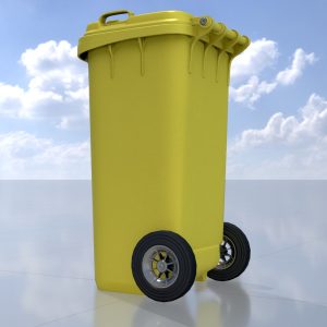 Mülltonne Kunststoff gelb mit Rädern 120 Liter
