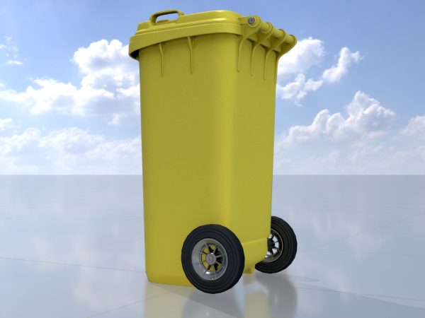 Mülltonne Kunststoff gelb mit Rädern 120 Liter