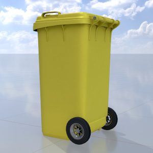 Plastic garbage can yellow with wheels 240 liters
