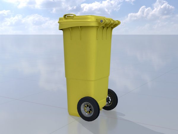 Mülltonne Kunststoff gelb mit Rädern 60 Liter