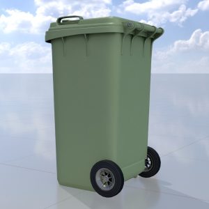 Plastic garbage can green with wheels 240 liters