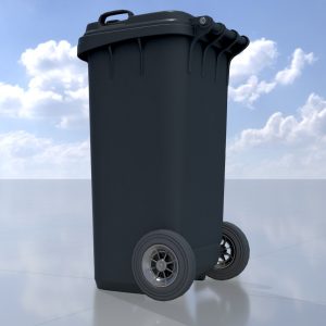 Mülltonne Kunststoff schwarz mit Rädern 120 Liter