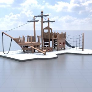 Playground pirate ship made of wood