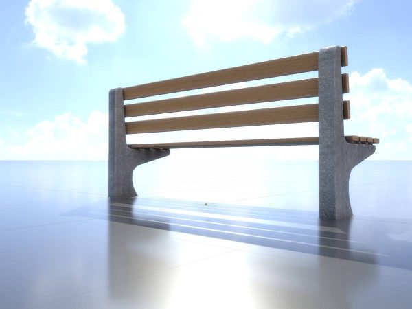 Wooden bench oak with concrete frame light gray - Image 3