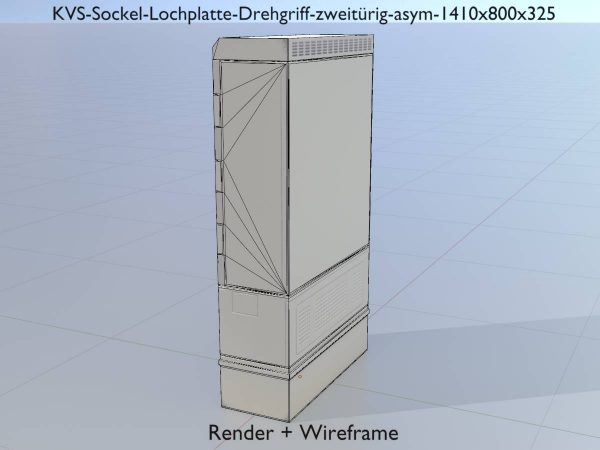 Kabelverteilerschrank mit Sockel-Lochplatte und Drehgriff zweitürig asym 1410x800x325 – Bild 5