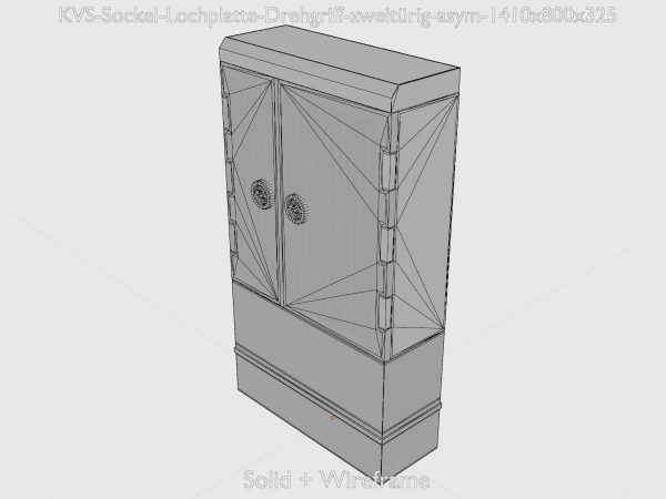 Kabelverteilerschrank mit Sockel-Lochplatte und Drehgriff zweitürig asym 1410x800x325 – Bild 6