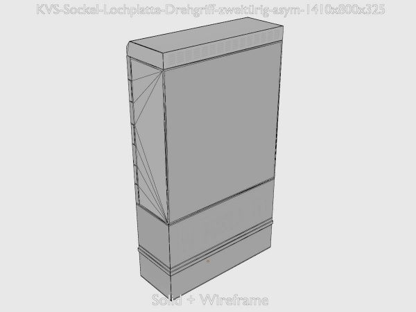Kabelverteilerschrank mit Sockel-Lochplatte und Drehgriff zweitürig asym 1410x800x325 – Bild 7
