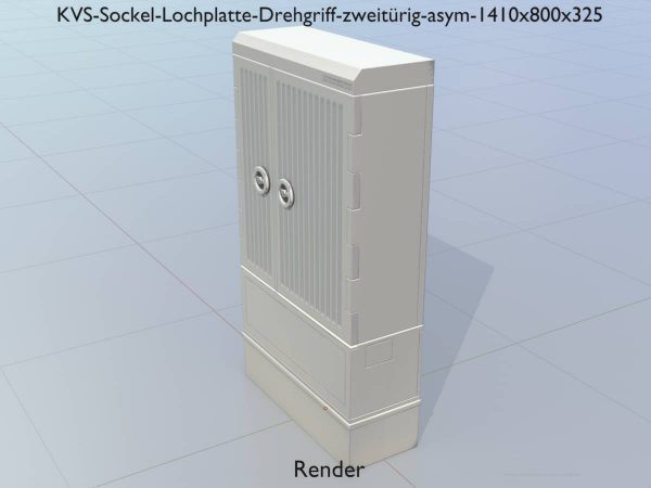 Kabelverteilerschrank mit Sockel-Lochplatte und Drehgriff zweitürig asym 1410x800x325 – Bild 9