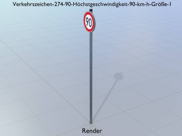 Verkehrszeichen 274-90 Höchstgeschwindigkeit 90 km/h Größe 1 – Bild 9