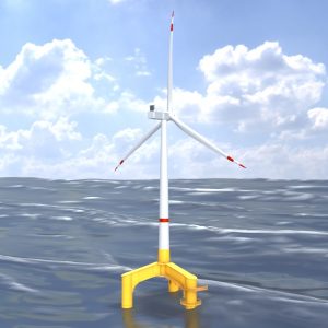 Wind turbine with tripile offshore foundation V1 H-120 rotor diameter 160 m