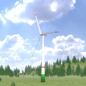 Wind turbine E1 H-132 rotor diameter 172 m with animation