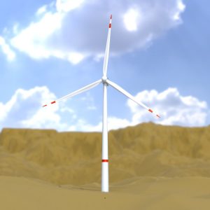 Windkraftanlage V1 H-138 Rotor-Durchmesser 162 m mit Animation und Fundament