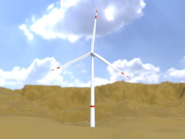 Windkraftanlage V1 H-138 Rotor-Durchmesser 162 m mit Animation und Fundament