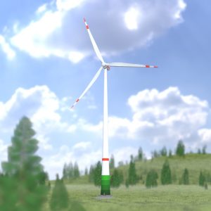 Windkraftanlage E1 H-160 Rotor-Durchmesser 138 m mit Animation und Fundament