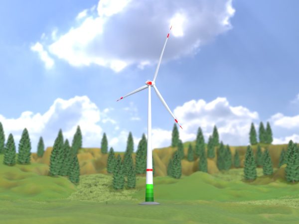 Windkraftanlage E82 H-162 Rotor-Durchmesser 162 m mit Animation und Fundament