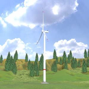 Windkraftanlage V1 H-175 Rotor-Durchmesser 172 m mit Animation und Fundament