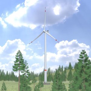 Wind turbine V2 H-175 rotor diameter 172 m with animation und foundation