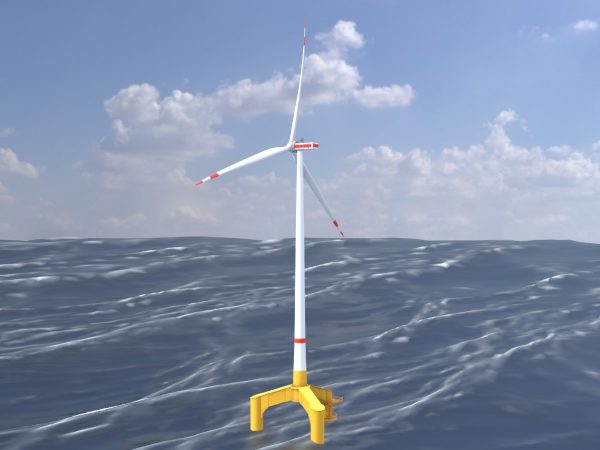 Windkraftanlage mit Tripile Offshore Fundament E1 H-163 Rotor-Durchmesser 172 m mit Animation – Bild 2