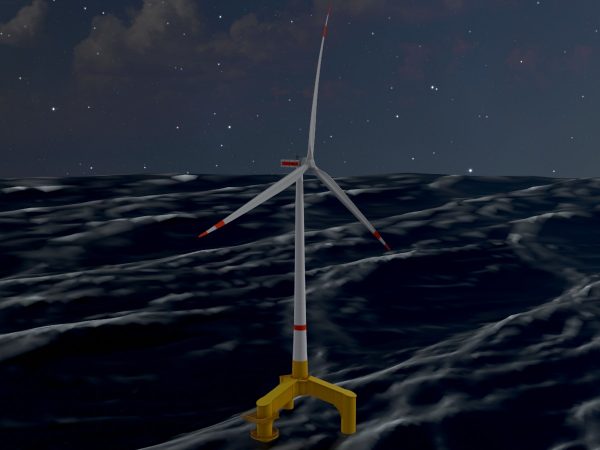 Windkraftanlage mit Tripile Offshore Fundament E1 H-132 Rotor-Durchmesser 172 m mit Animation – Bild 4