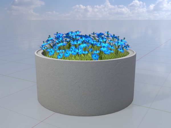 Pflanzenring aus Betonrohr mit blauen Blumen 1.5 m – Bild 2