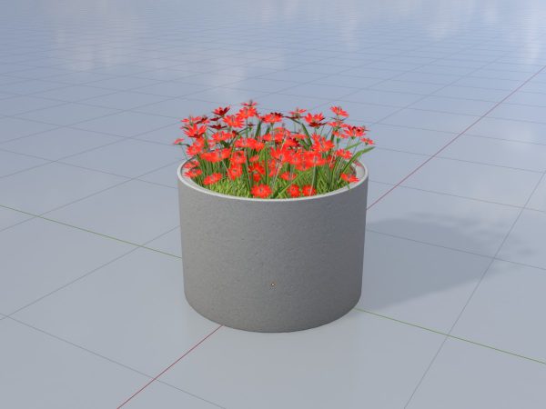 Pflanzenring aus Betonrohr mit roten Blumen 1 m – Bild 2