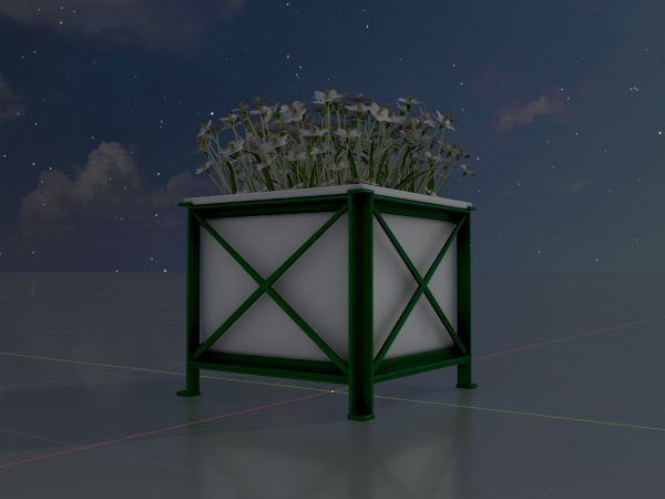 Quadratischer weißer Blumentopf mit weißen Blumen – Bild 4