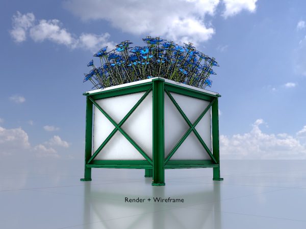 Quadratischer weißer Blumentopf mit blauen Blumen – Bild 5