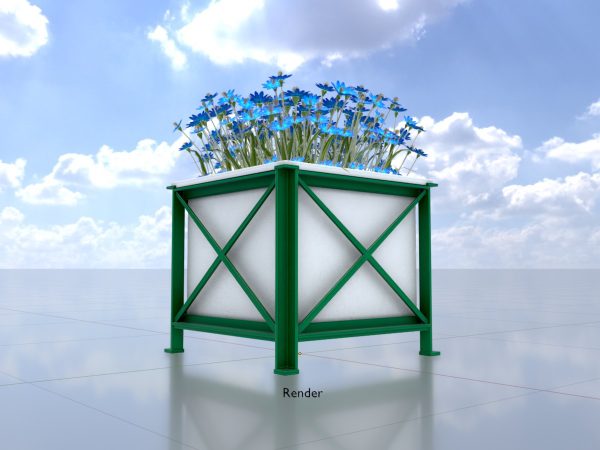 Quadratischer weißer Blumentopf mit blauen Blumen – Bild 9