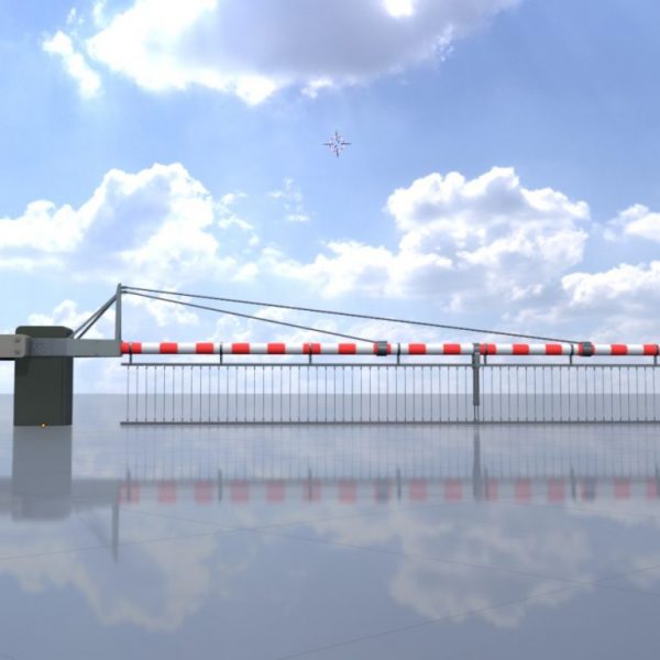 Railway crossing barrier 7 m with protective grid closed