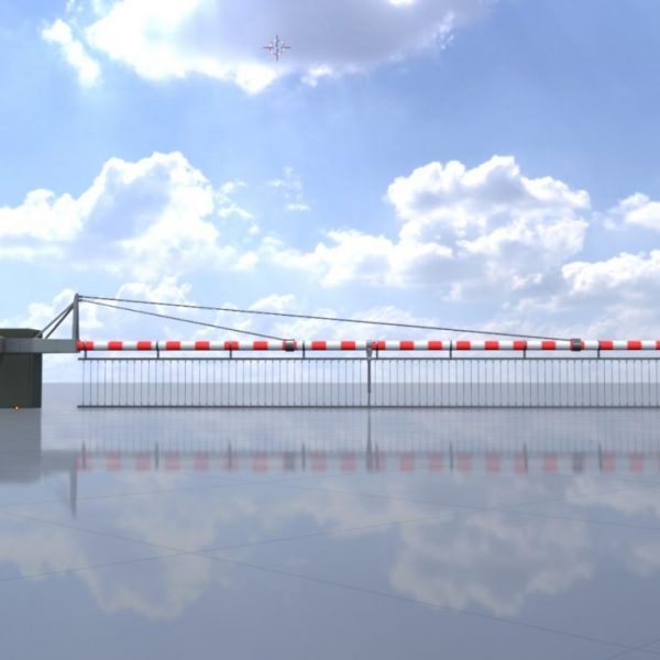 Railway crossing barrier 9 m with protective grid closed