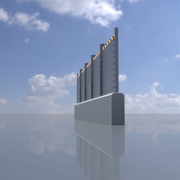 Aluminium Hochwasserschutzwand mit Beton Fundament 3m x 10m