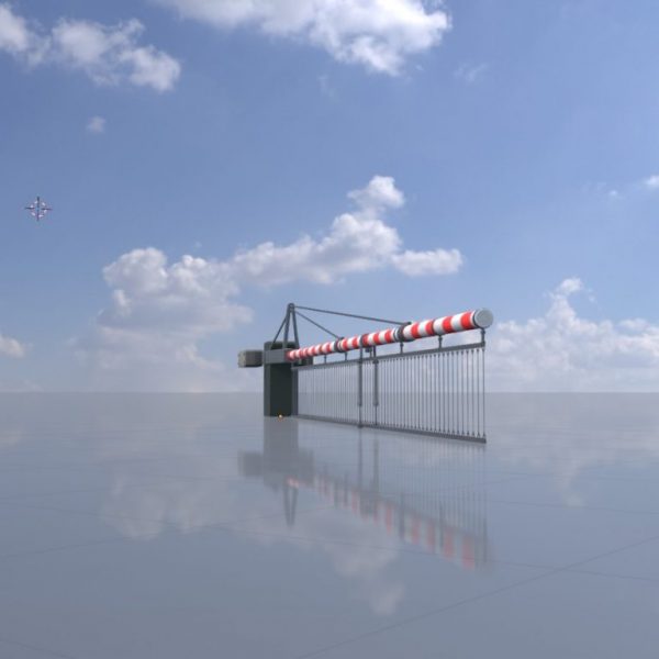 Railway crossing barrier 7 m with protective grid closed