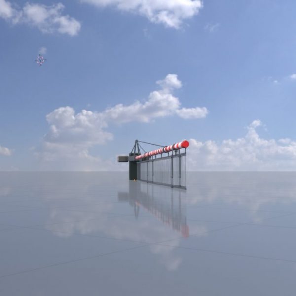 Railway crossing barrier 9 m with protective grid closed