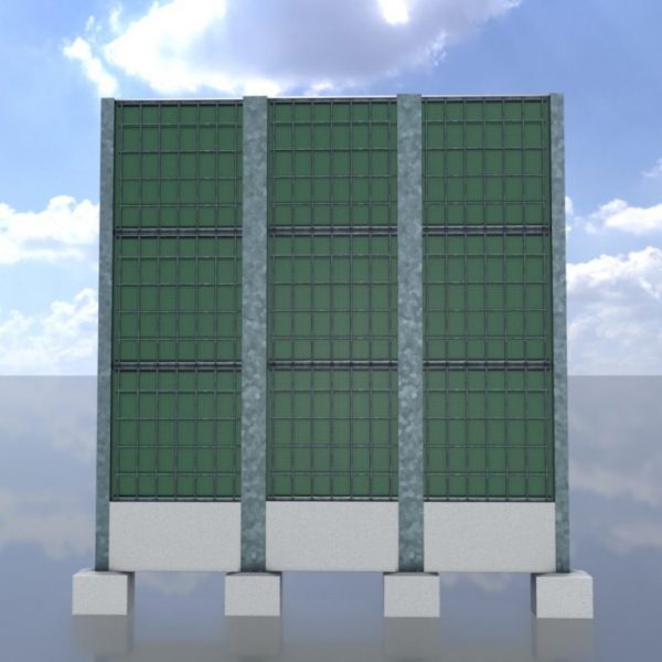 Lärmschutzwand in Naturgrün mit Betonfundament 4120 mm x 3720 mm