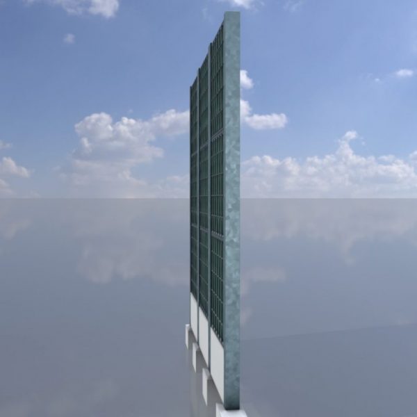 Lärmschutzwand in Naturgrün mit Betonfundament 4120 mm x 3720 mm