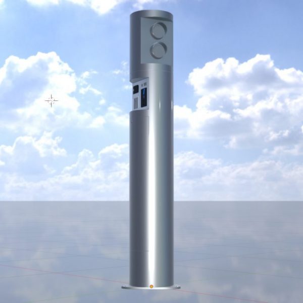 Bediensäule aus Edelstahl für Sicherheitssysteme Version 1 High-Poly