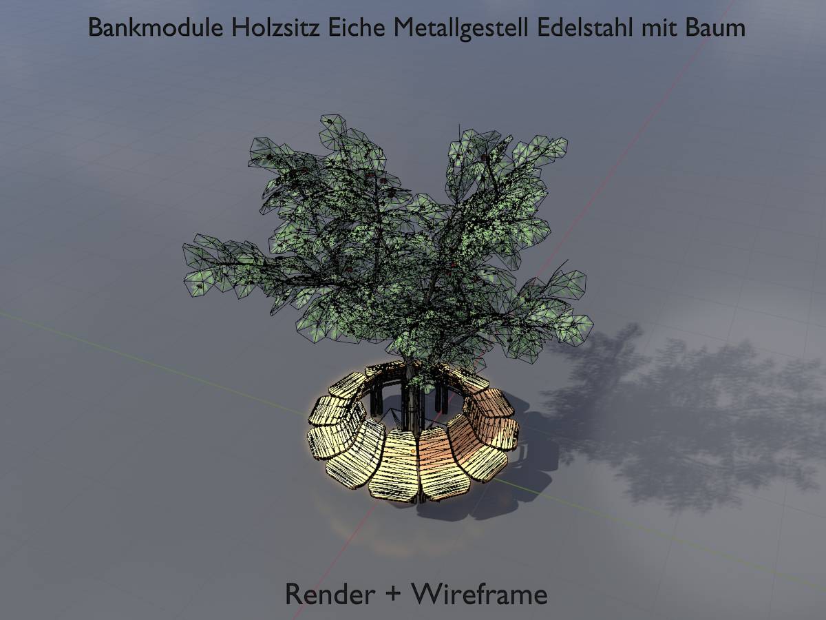 Rundbank mit Holzsitz aus Eiche und Metallrahmen aus Edelstahl mit Baum 5 Rundbank mit Holzsitz aus Eiche und Metallrahmen aus Edelstahl mit Baum – Bild 5