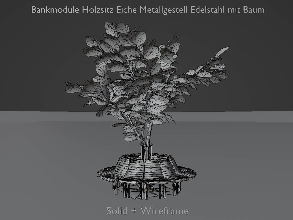 Rundbank mit Holzsitz aus Eiche und Metallrahmen aus Edelstahl mit Baum 8 Rundbank mit Holzsitz aus Eiche und Metallrahmen aus Edelstahl mit Baum – Bild 8