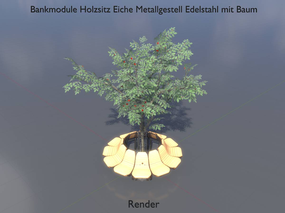 Rundbank mit Holzsitz aus Eiche und Metallrahmen aus Edelstahl mit Baum 9 Rundbank mit Holzsitz aus Eiche und Metallrahmen aus Edelstahl mit Baum – Bild 9
