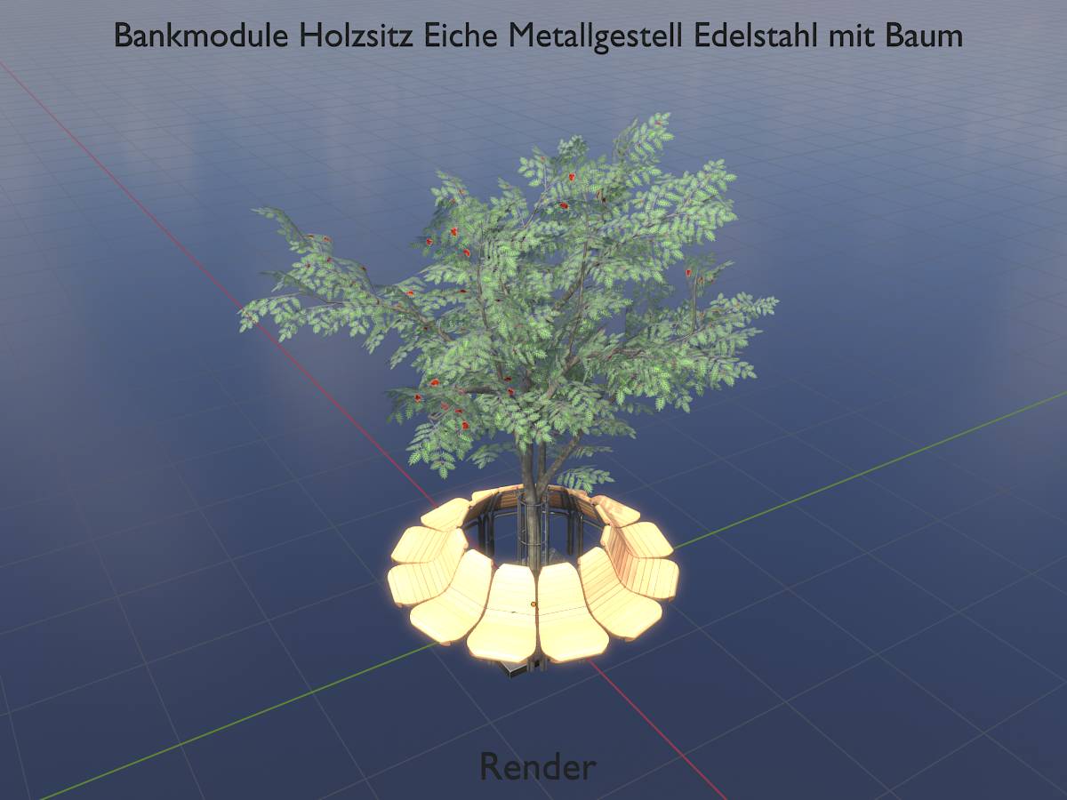 Rundbank mit Holzsitz aus Eiche und Metallrahmen aus Edelstahl mit Baum 10 Rundbank mit Holzsitz aus Eiche und Metallrahmen aus Edelstahl mit Baum – Bild 10